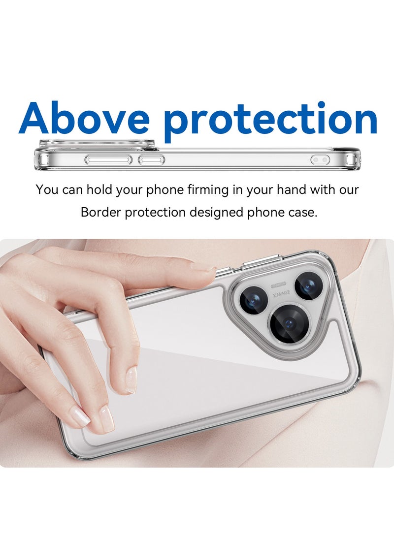 SanHu for HUAWEI Pura 70 Case Cover, High Quality Hard Backplane Soft Border Pure and Bright Comfortable Feel Cell Phone Protective Case for HUAWEI Pura 70, Clear - Image 4