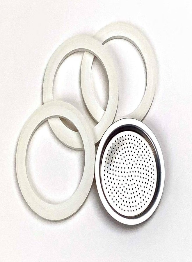Tredoni 3 Rubber Seals/Rings+Filter -Replacement- Sizes 1,2,3,6,9,14 Cup Espresso Coffee Maker Moka Pot- 5.1cm (1 Cup) - Image 3