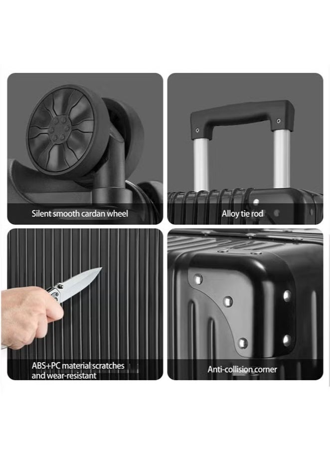 WEMART 4-piece Black Luggage Set Suitcases in Sizes 14", 20", 24", 28" Made with PC and ABS for a Durable Hardshell Equipped with Universal Wheels  - Image 4