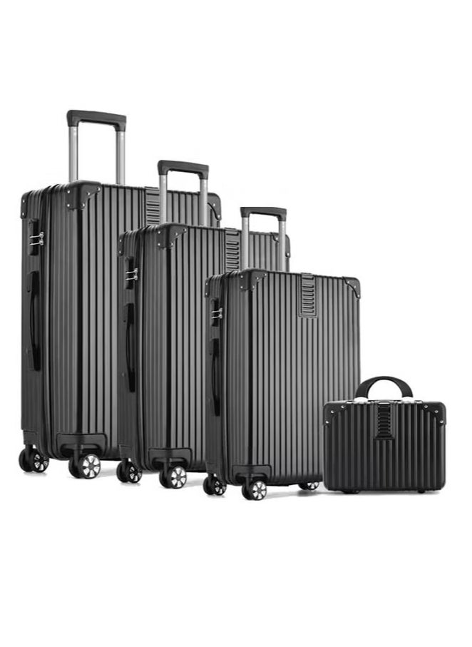 WEMART 4-piece Black Luggage Set Suitcases in Sizes 14", 20", 24", 28" Made with PC and ABS for a Durable Hardshell Equipped with Universal Wheels  - Image 1