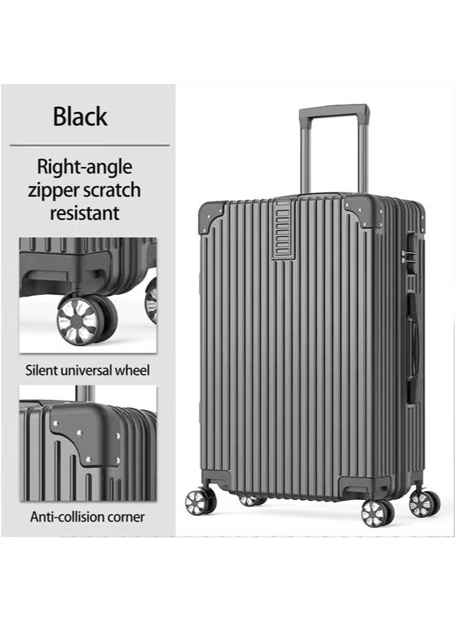 4-piece Black Luggage Set Suitcases in Sizes 14", 20", 24", 28" Made with PC and ABS for a Durable Hardshell Equipped with Universal Wheels