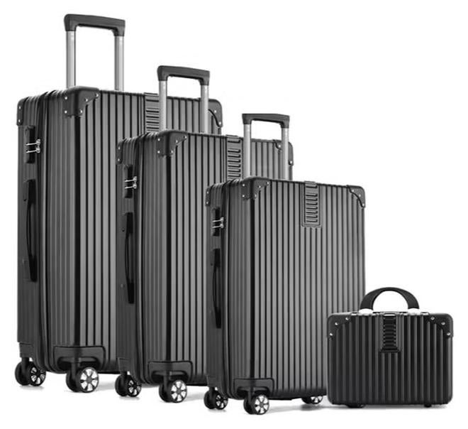 ويمارت أربعة قطعة من الأمتعة السوداء ، 14 بوصة ، 20 بوصة ، 24 بوصة ، 28 بوصة ، مصنوعة من أجهزة الكمبيوتر الشخصية وتقاسم المنافع ، ودائم حالة الصلب عجلات عالمية - Image 1