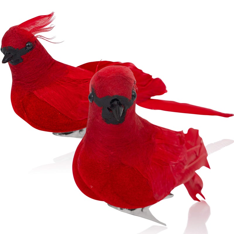 Ornativity Ornativity Red Cardinal Bird Clips  Christmas Holiday Red Birds Clip Cardinal Tree Ornaments with Birds Clips for Attachment  Pack of 2 