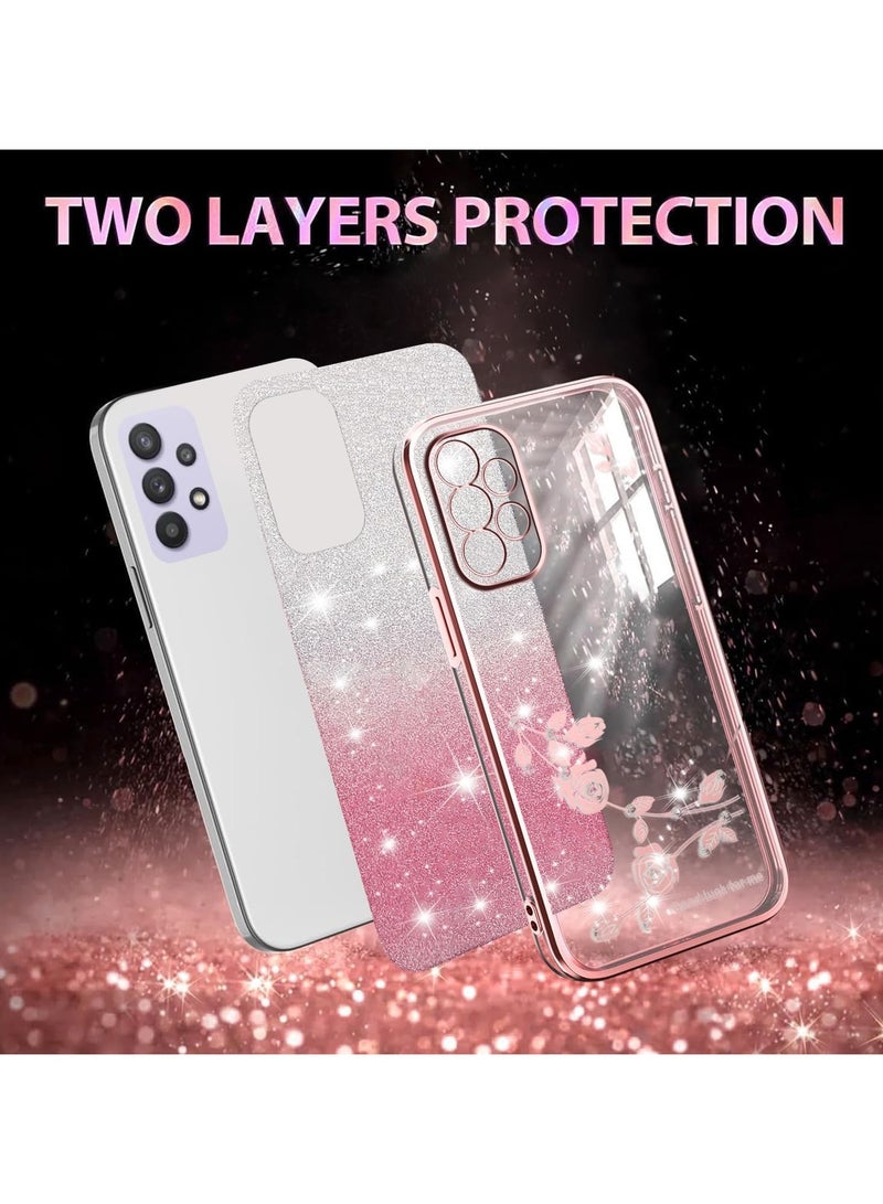 general Case Compatible Samsung Galaxy A32 5G, Shockproof Soft TPU Protective Electroplated Gold Glitter Case, Shiny - Image 2