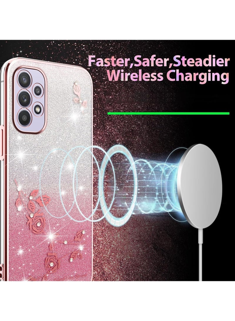 general Case Compatible Samsung Galaxy A32 5G, Shockproof Soft TPU Protective Electroplated Gold Glitter Case, Shiny - Image 3