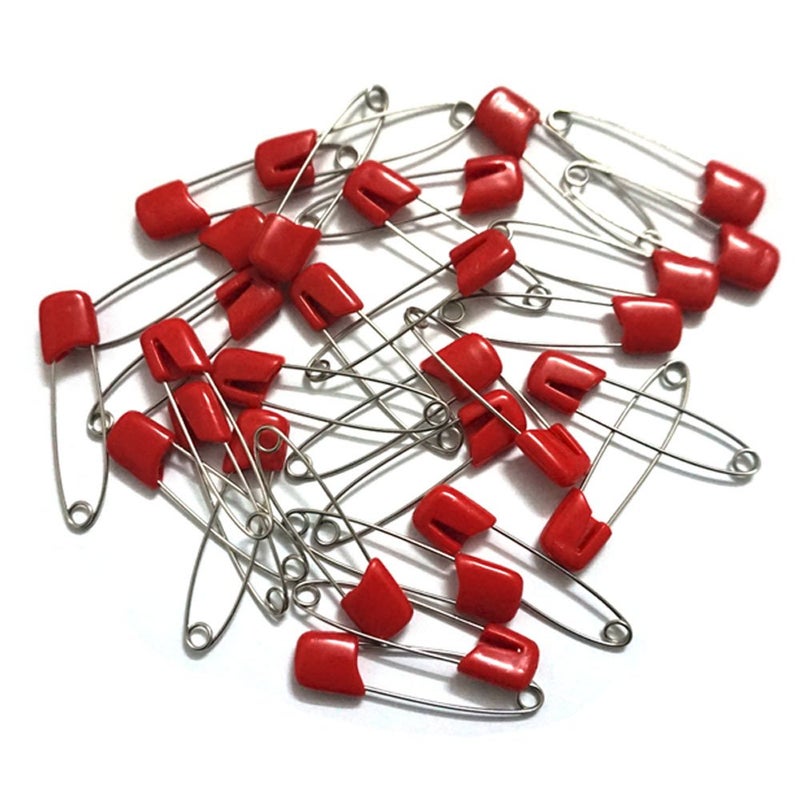 GTONEE 30pcs Safety pins Cute Brooch pin Colorful Stainless Steel Size L 21 inch Red