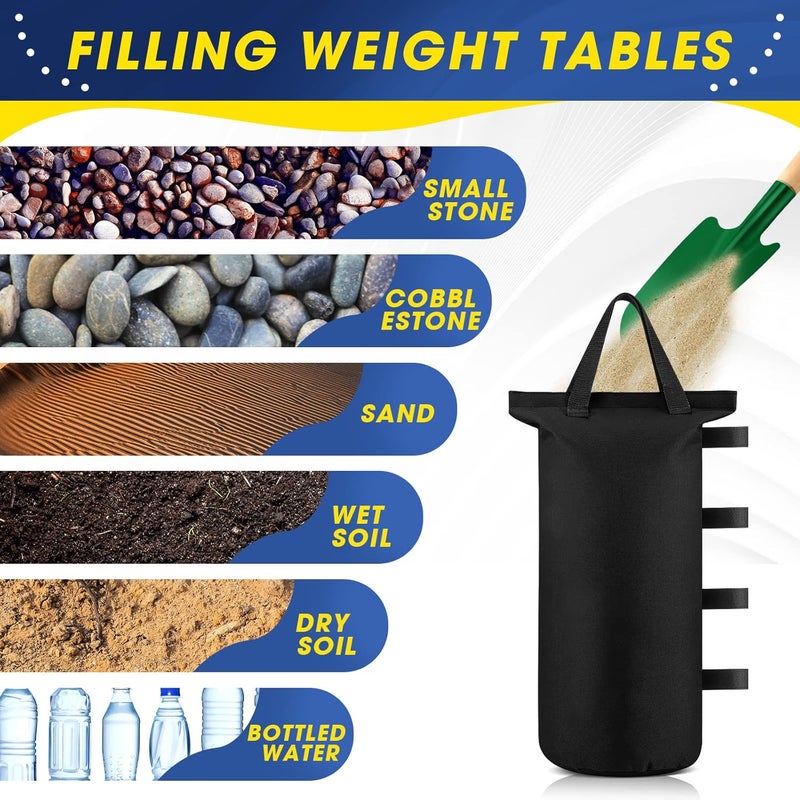 Nuenen Nuenen 20 Pcs Canopy Sand Bags for Weight 560 Lbs Total Heavy Canopy Weights Tent Weights with Shovel for Sandbags Shelter Patio Umbrella Outdoor Instant Canopies Without SandBlack  - Image 4