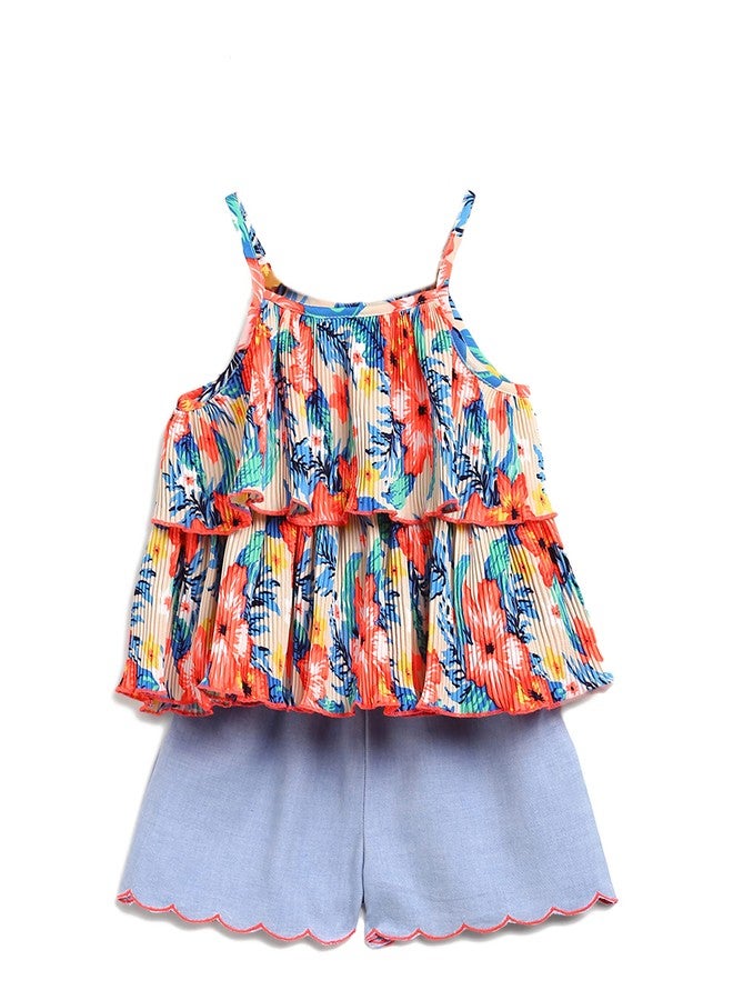 Nautinati Infant Girls Printed Top and Shorts Set | Cotton Blend |Age 0 -3 Years - Image 1