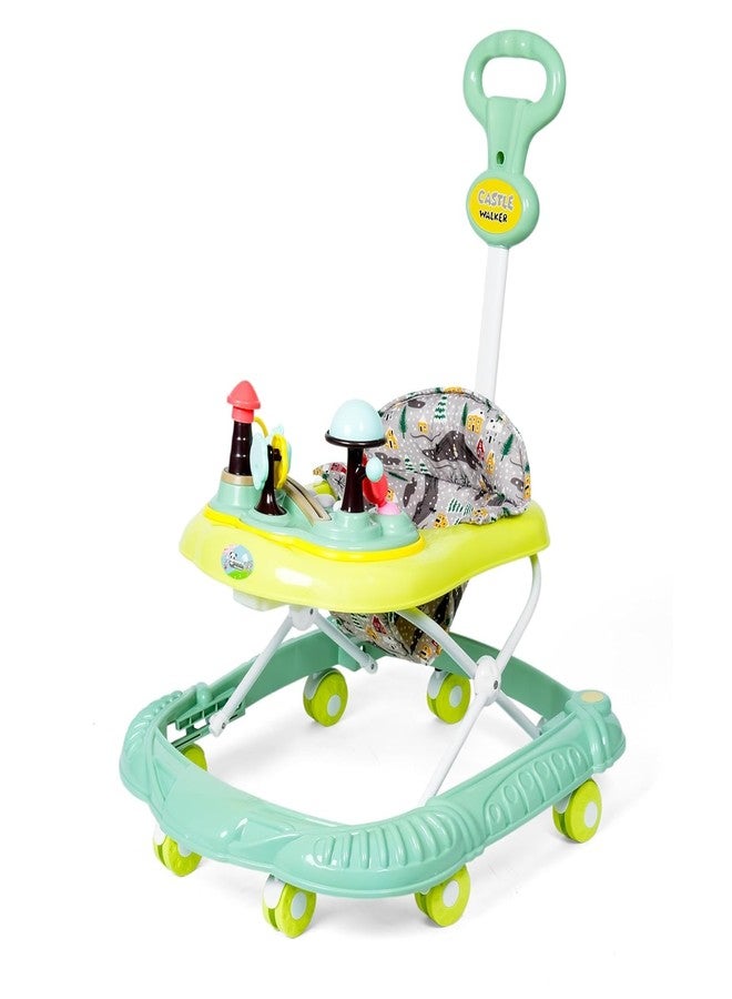 JoyRide Magical Tales Castle Baby Walker with Musical Toy Bar, Rattles, Parental Control, Cushioned Seat, Activity Toys, Height Adjustable, Foldable, 3 Colours (Green) - Image 1