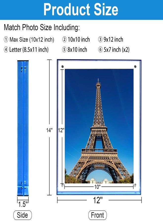 أم أف أوفيس إطارات صور MFoffice مقاس 10×12، إطار صور أكريليك ملون رائع، يُستخدم كإطار صور بمقاسات 10×12، 10×10، 9×12، 8.5×11، 8×10 وصينية زخرفية من الأكريليك، أزرق، عبوة واحدة - Image 2