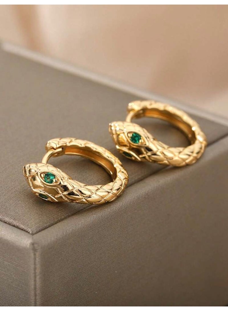 Dangle Charms Elegant & High Quality Stainless Steel Gold Plated Earrings For Women - Image 3