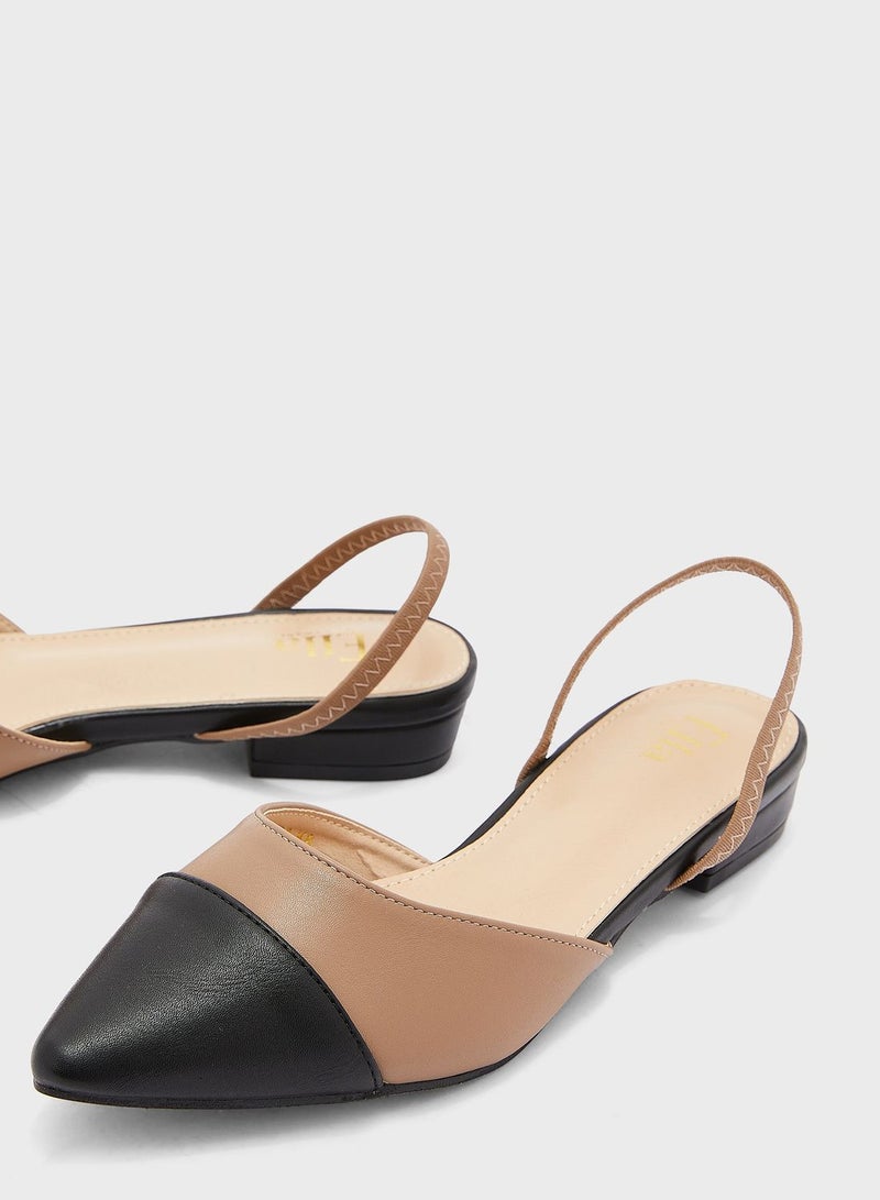 ELLA Colour Block Strap Pointed Flat Shoe - Image 5