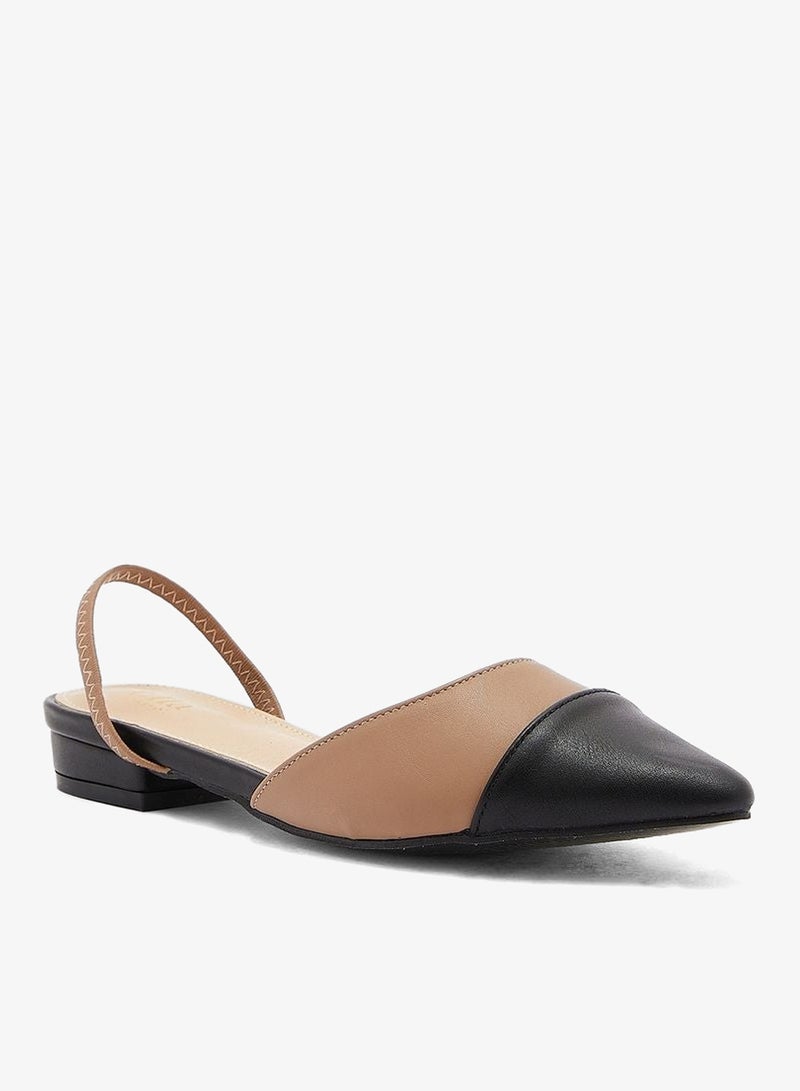 ELLA Colour Block Strap Pointed Flat Shoe - Image 3