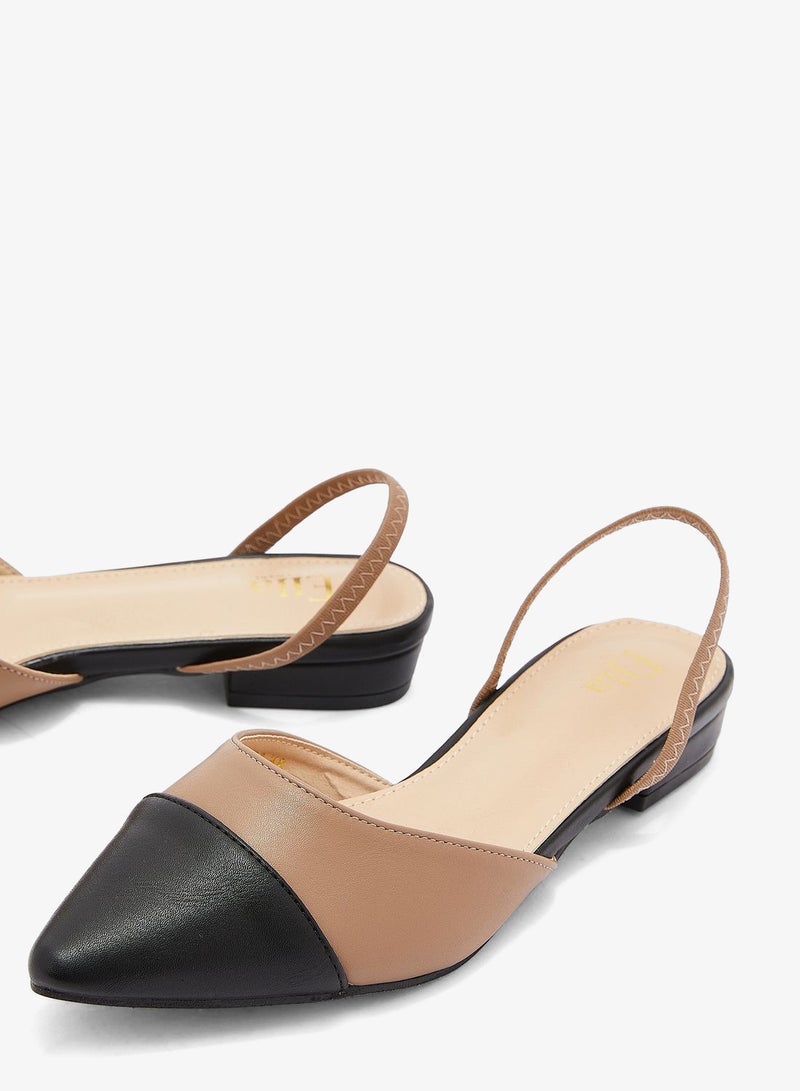 ELLA Colour Block Strap Pointed Flat Shoe - Image 5