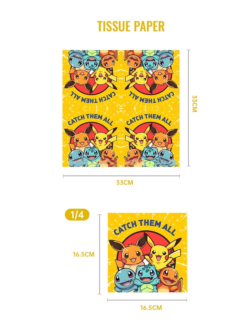81 PCS Pokemon Party Decoration Set -Paper Plates, Paper Cups, Napkins, Tablecloths, Knives, Forks and Spoons - 10 Servings - Image 4