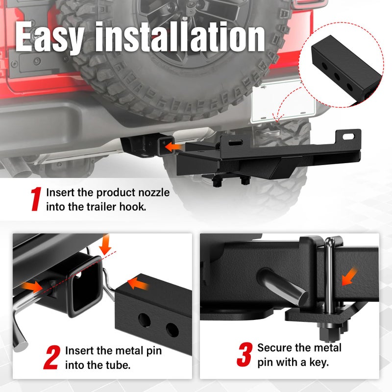 EYOUHZ Trailer Hitch Winch Mount with 2" Receiver, Universal Heavy-Duty Winch Plate Bracket for ATV/UTV/SUV/Truck/Pickup, 17000 lbs Towing Capacity, Mounting Cradle, Black - Image 5