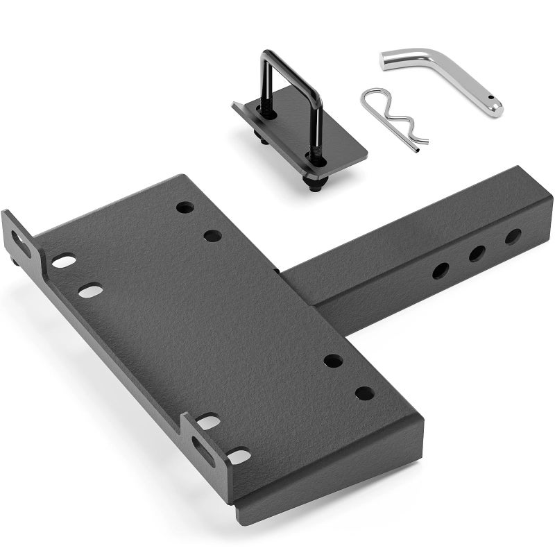 EYOUHZ Trailer Hitch Winch Mount with 2" Receiver, Universal Heavy-Duty Winch Plate Bracket for ATV/UTV/SUV/Truck/Pickup, 17000 lbs Towing Capacity, Mounting Cradle, Black - Image 1