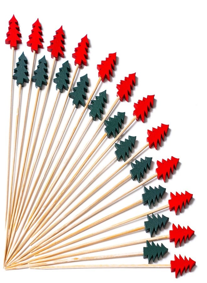 PartyWoo Cocktail Picks, 100 Counts 4.7 Inch Christmas Tree, Appetizer Toothpicks Decorative Toothpicks, Party for Decorations, Party Favors - Image 1