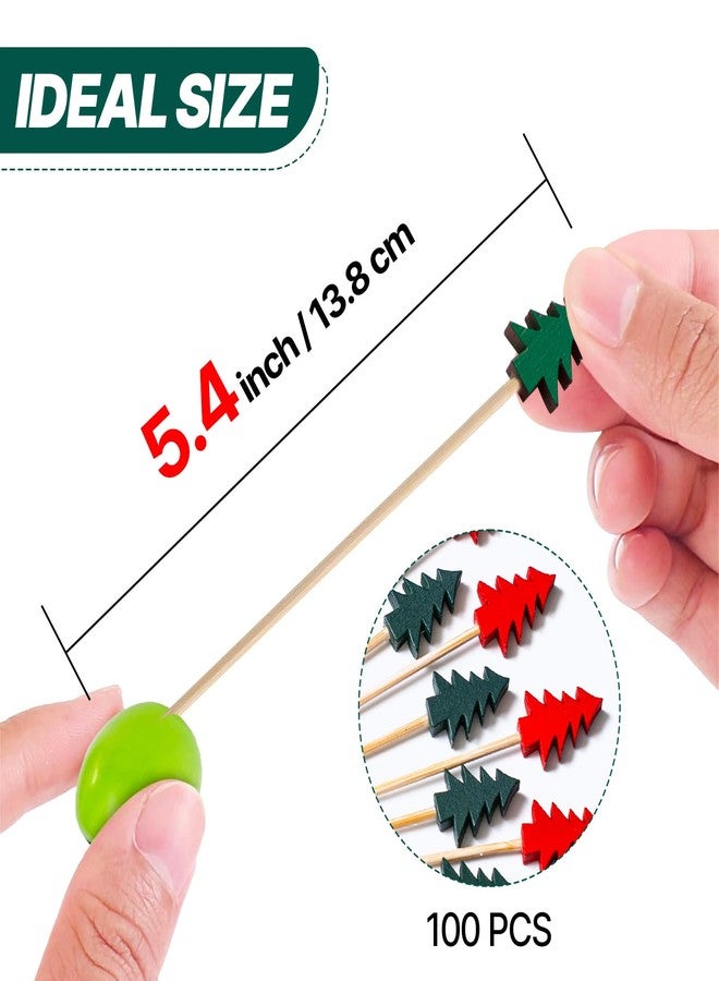 PartyWoo Cocktail Picks, 100 Counts 4.7 Inch Christmas Tree, Appetizer Toothpicks Decorative Toothpicks, Party for Decorations, Party Favors - Image 3