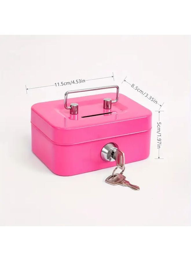 Green Piggy Bank Heavy Duty Metal Money Box With Key Lock Secure Coin Cash Storage - Image 4