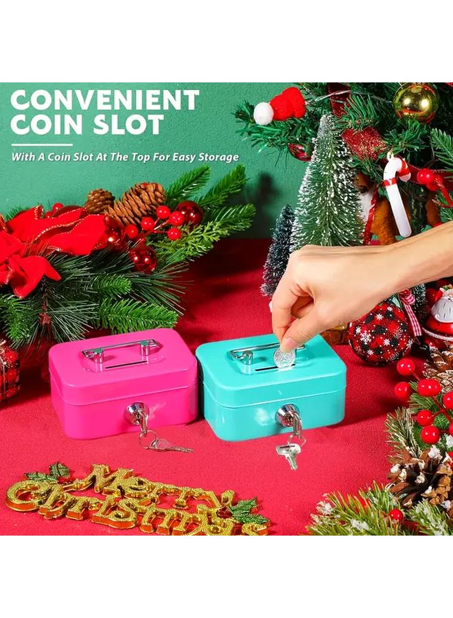 Green Piggy Bank Heavy Duty Metal Money Box With Key Lock Secure Coin Cash Storage - Image 2