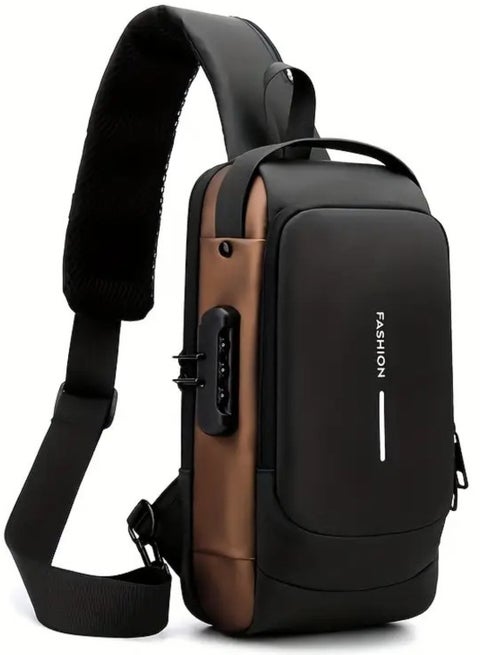 حقيبة كتف مضادة للسرقة للرجال والنساء | حقيبة كتف مقاومة للماء مع منفذ شحن USB وقفل | للاستخدام اليومي والسفر وركوب الدراجات