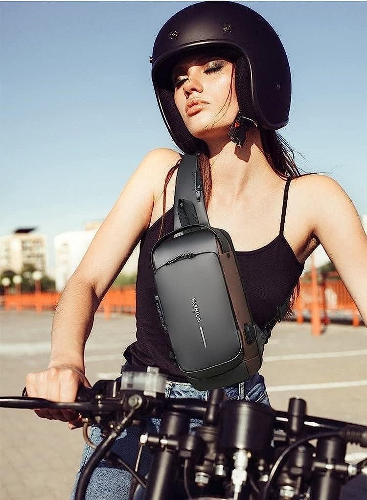 LIMOS Anti-Theft Sling Bag for Men & Women | Waterproof Crossbody Chest Shoulder Bag with USB Charging Port & Lock | Daily, Travel & Biking Use  - Image 2