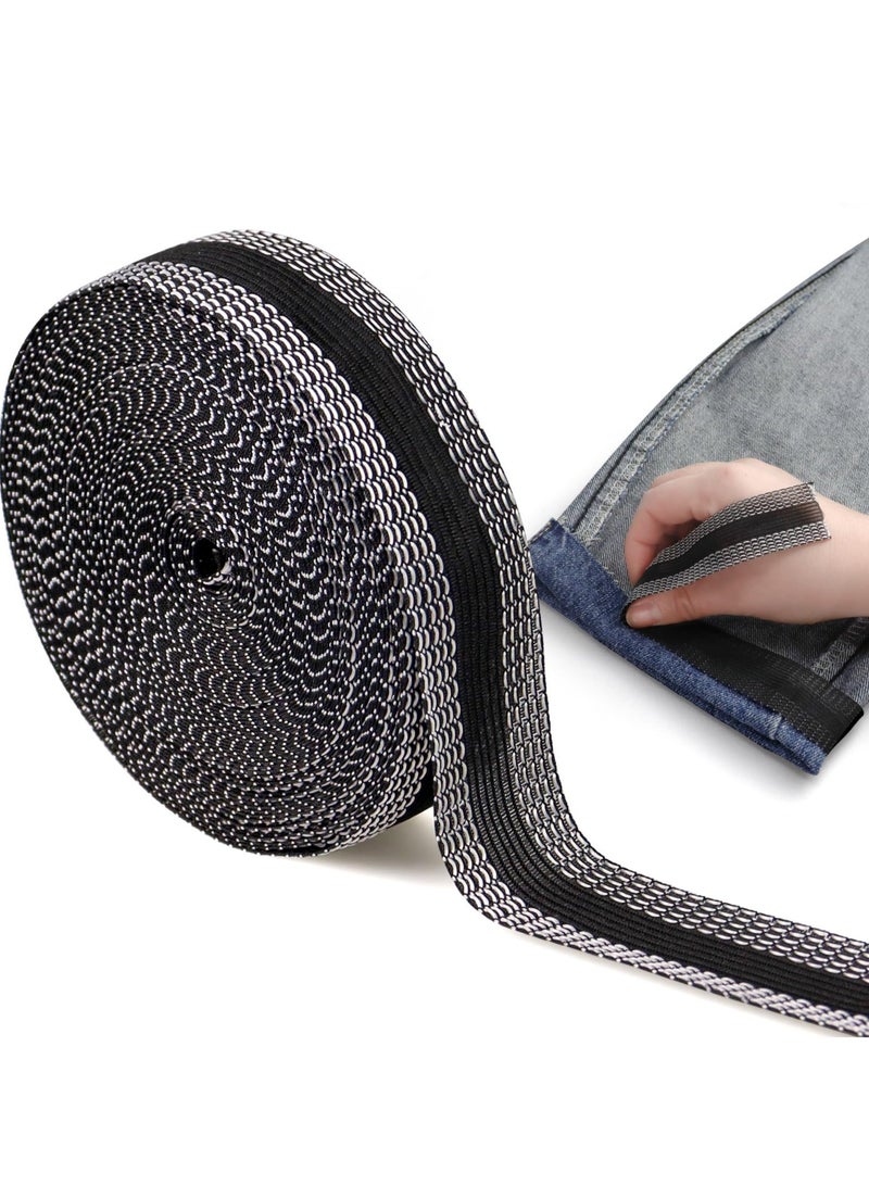 Harse Iron-on Hemming Tape for Pants, 10M Self-Adhesive Hem Tape, 25mm Wide Trouser Edge Shortening Strips, No-Sew Fabric Tape for Jeans, Suit Pants, and DIY Sewing Accessories - Image 1