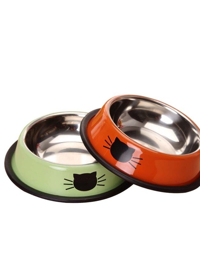 2pcs Stainless Steel Non-Skid Rubber Base Bowl， Pet Bowl Stainless Steel Non-Skid Base Dog Bowl Cat Bowl (Multicolor) - Image 1