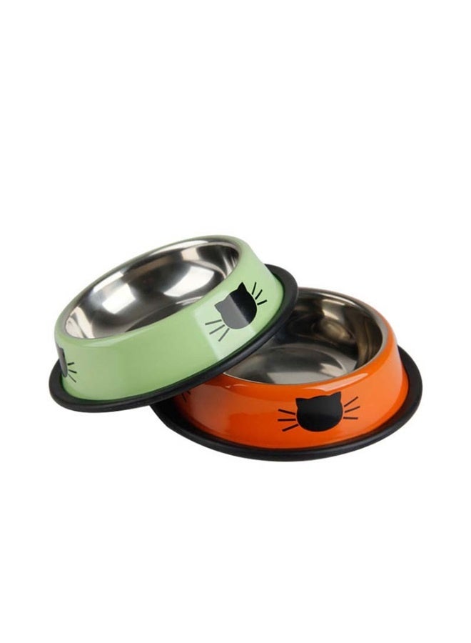 2pcs Stainless Steel Non-Skid Rubber Base Bowl， Pet Bowl Stainless Steel Non-Skid Base Dog Bowl Cat Bowl (Multicolor) - Image 2