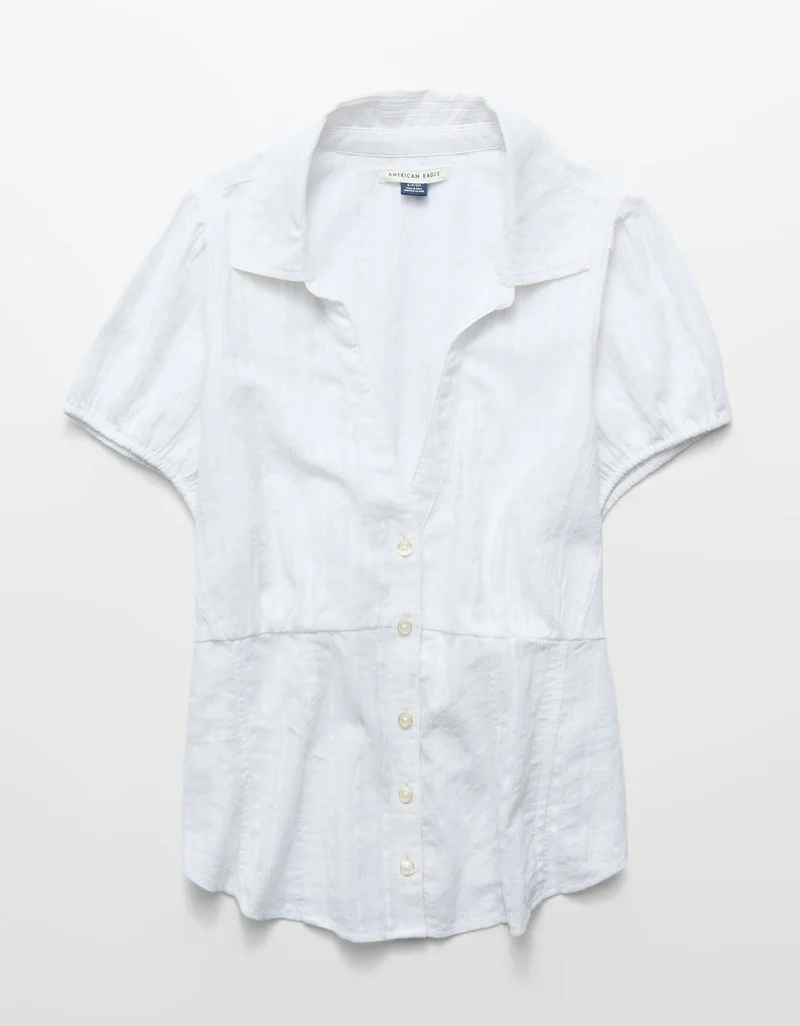 American Eagle  AE Fitted Button-Up Blouse for Women | Best Price UAE