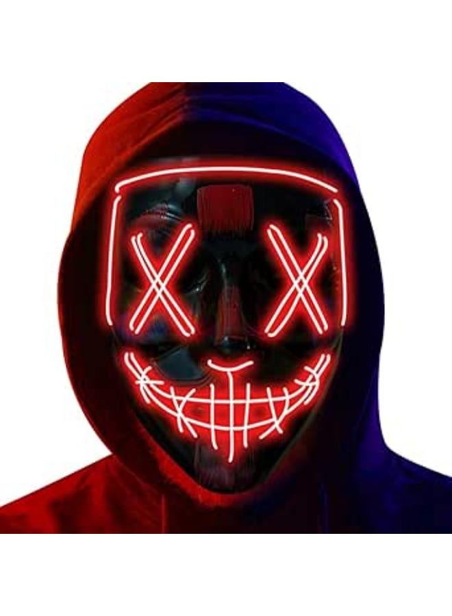TUOTSEP 3 Lighting Modes Halloween Mask, LED Masks Halloween for Men Women Children Adults Costume Games Cosplay Festivals and Parties