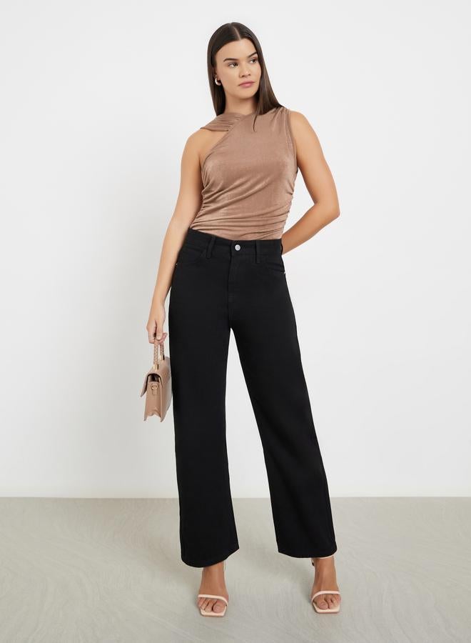 Styli Brown Textured Sleeveless Bodysuit - Image 2