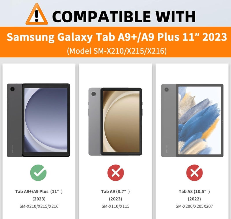 LSPCASA غلاف واقي متوافق مع Samsung Galaxy Tab A9 Plus/Tab A9+ SM-X210/X215/X216 غلاف مع حامل - غلاف Galaxy Tab A9+ مع فتحات بطاقات - غلاف جهاز لوحي A9+ مع مشبك مغناطيسي - وحيد القرن - Image 2