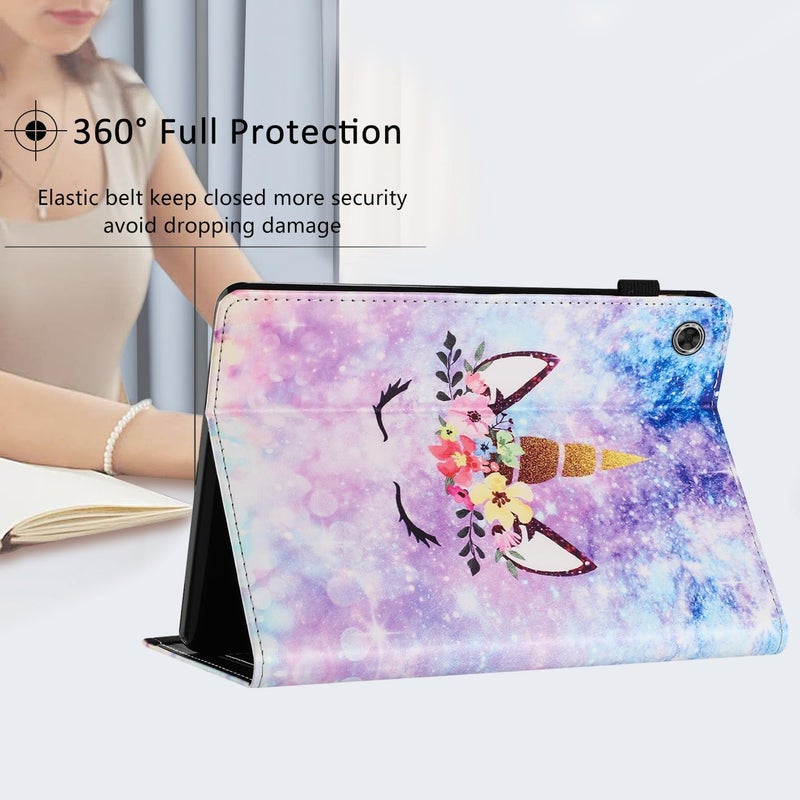 LSPCASA غلاف واقي متوافق مع Samsung Galaxy Tab A9 Plus/Tab A9+ SM-X210/X215/X216 غلاف مع حامل - غلاف Galaxy Tab A9+ مع فتحات بطاقات - غلاف جهاز لوحي A9+ مع مشبك مغناطيسي - وحيد القرن - Image 3
