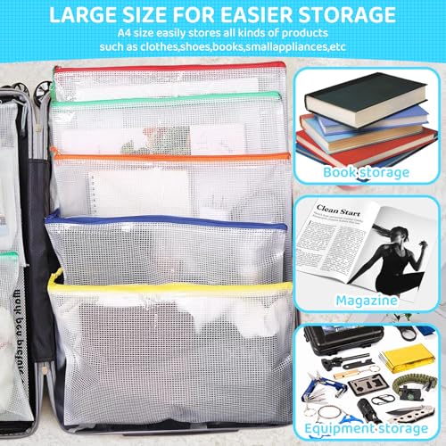 YOPCDJ 24pcs Mesh Zipper Pouch File Bags Puzzle Storage Bags, A4 13x9 Inches Large Reusable Zipper Pouches for Organizing Classroom Board Game Organization - Image 5
