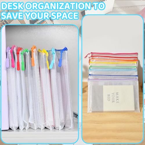 YOPCDJ 24pcs Mesh Zipper Pouch File Bags Puzzle Storage Bags, A4 13x9 Inches Large Reusable Zipper Pouches for Organizing Classroom Board Game Organization - Image 4