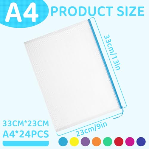 YOPCDJ 24pcs Mesh Zipper Pouch File Bags Puzzle Storage Bags, A4 13x9 Inches Large Reusable Zipper Pouches for Organizing Classroom Board Game Organization - Image 2