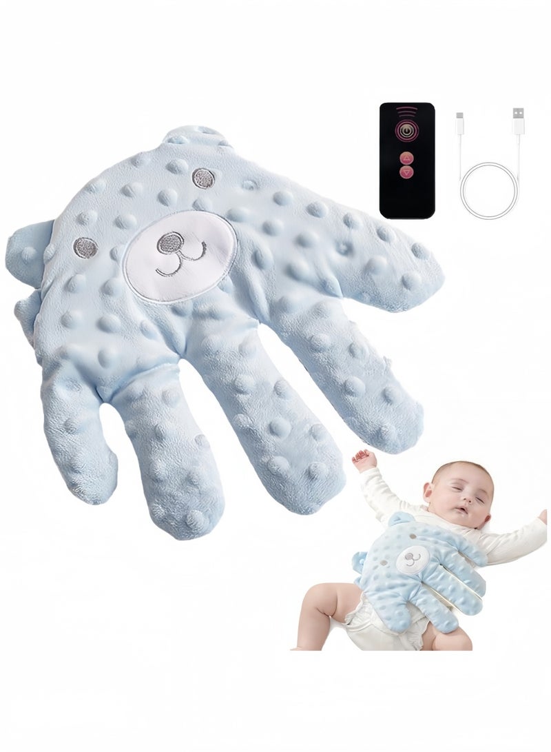 Baby Patting for Sleep Toy, Sleep Calming Palm Tool with Automatic Anti-Startle Function, 3 Levels Adjustable Simulation – Red Bean Filling Baby Soothing Palm for Newborns, Baby Girl, Baby Boy (Blue) - Image 1