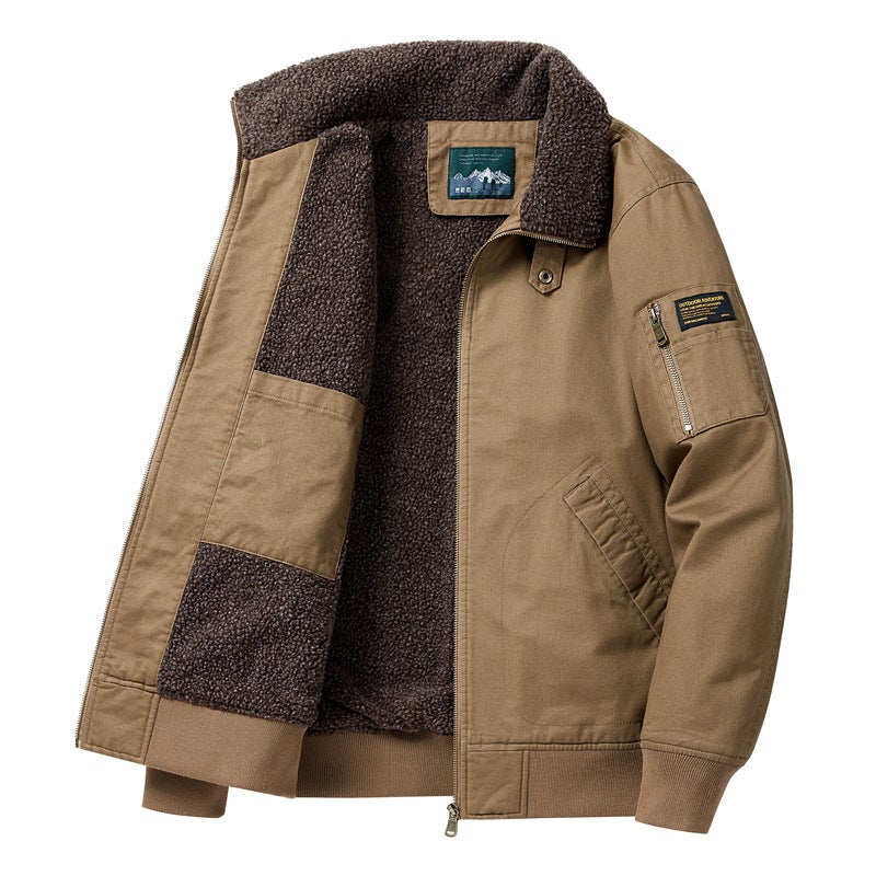 2023 Winter Lapel Jacket Fleece-Lined Thickened Overalls Casual Large Size Cold-Proof Warm Jacket - Image 4