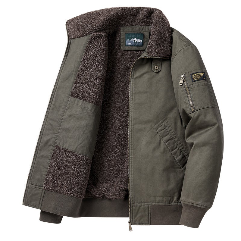 2023 Winter Lapel Jacket Fleece-Lined Thickened Overalls Casual Large Size Cold-Proof Warm Jacket - Image 2