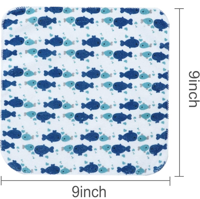 softan Baby Washcloths, 24Pack Baby Wash Cloths Extra Soft & Ultra Absorbent, Baby Towels and Washcloths Face Towel Unisex for Boys Girls Body, Washclothes Gentle on Sensitive Skin, 9x9 Whale & Anchor - Image 3