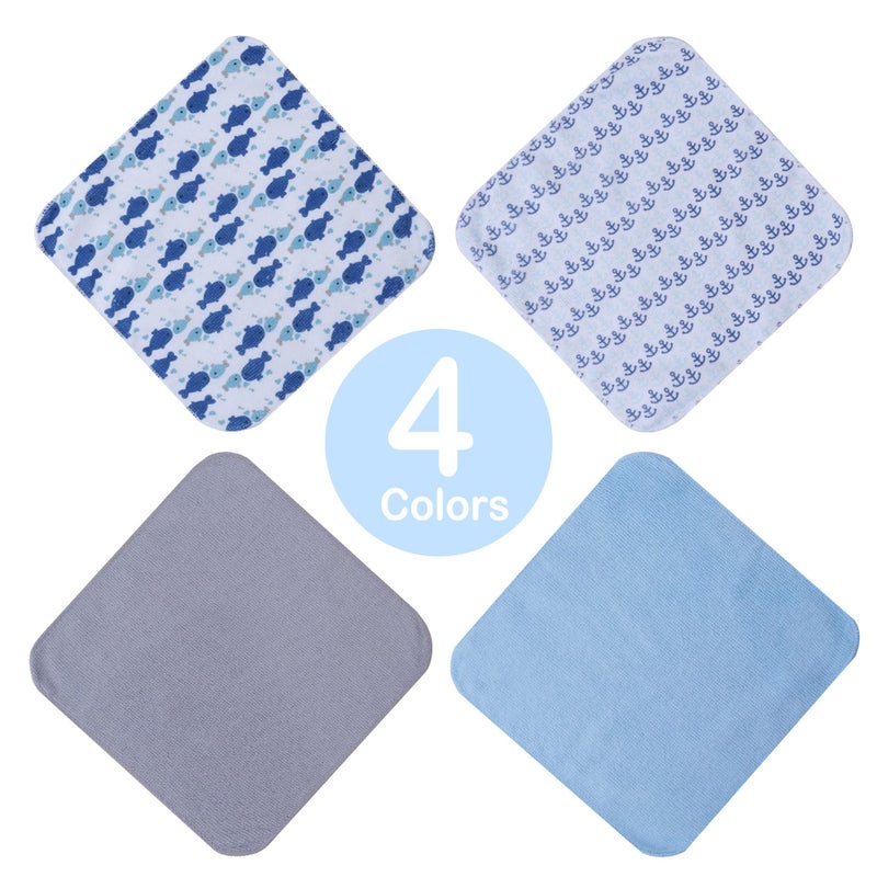 softan Baby Washcloths, 24Pack Baby Wash Cloths Extra Soft & Ultra Absorbent, Baby Towels and Washcloths Face Towel Unisex for Boys Girls Body, Washclothes Gentle on Sensitive Skin, 9x9 Whale & Anchor - Image 4