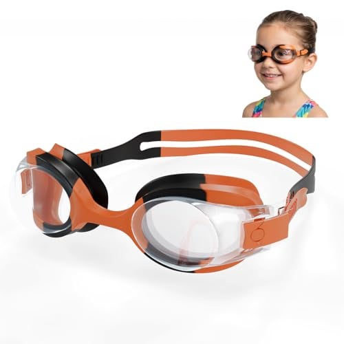 Lifelong Silicone Swimming Goggles For Kids, Boys With Adjustable Strap For Swimming, UV Protection & Anti-Fog Goggles For Girls Air Tight Swim Goggles For Kids, (Orange) - Image 1