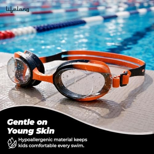 Lifelong Silicone Swimming Goggles For Kids, Boys With Adjustable Strap For Swimming, UV Protection & Anti-Fog Goggles For Girls Air Tight Swim Goggles For Kids, (Orange) - Image 5