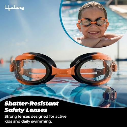 Lifelong Silicone Swimming Goggles For Kids, Boys With Adjustable Strap For Swimming, UV Protection & Anti-Fog Goggles For Girls Air Tight Swim Goggles For Kids, (Orange) - Image 4