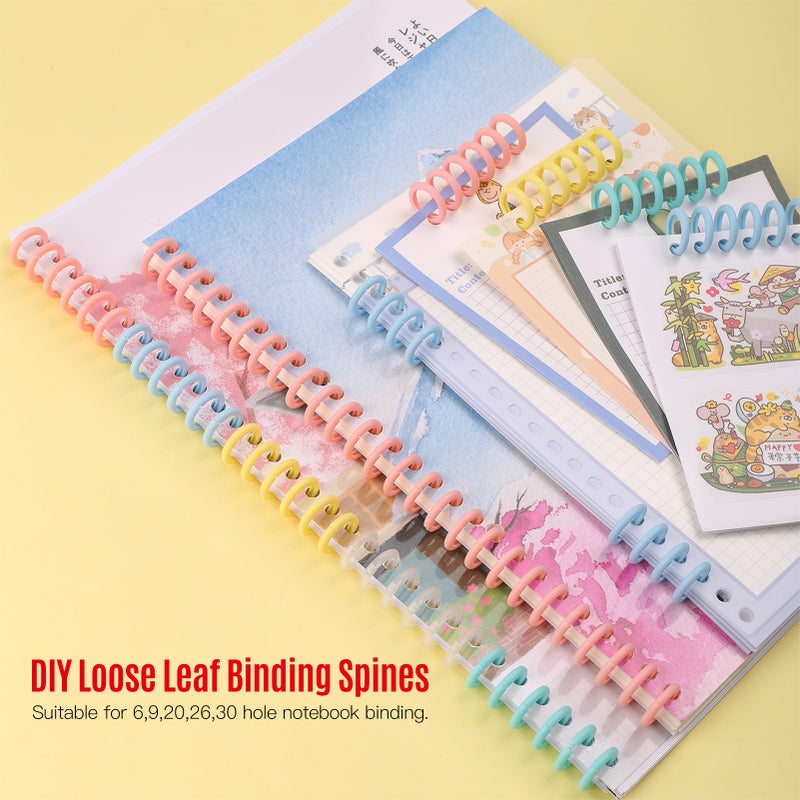 KW-trio 10pcs Plastic 30-Hole Loose Leaf Binders Ring Binding Spines Combs 85 Sheets Capacity for DIY Paper Notebook Album Office School Supplies - Image 4