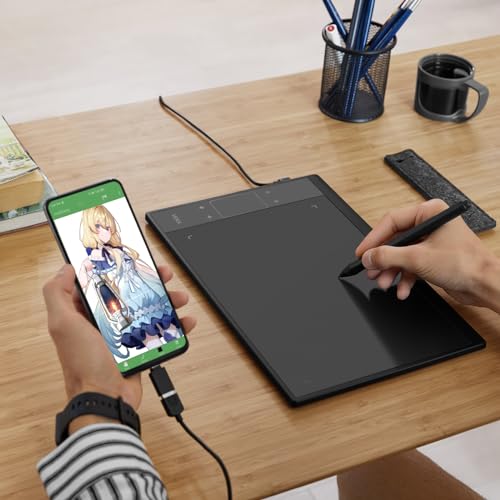 Veikk جهاز رسم VEIKK A30 V2 لوح رسم 10x6 بوصة مع حساسية ضغط 8192 قلم بدون بطارية ولوحة لمس، 4 مفاتيح سريعة لوح رسم للكمبيوتر، يدعم ماك ويندوز أندرويد لينوكس - Image 4