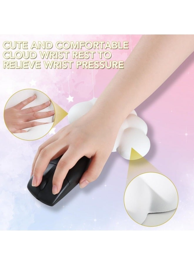 Keyboard Cloud Wrist Rest Set, PU Memory Foam Non-Slip Cloud Wrist Rest, Soft and Elastic, Ergonomic Keyboard Mouse Wrist Support for Typing Pain Relief, Home Office, Laptop and Computer Use (White) - Image 4