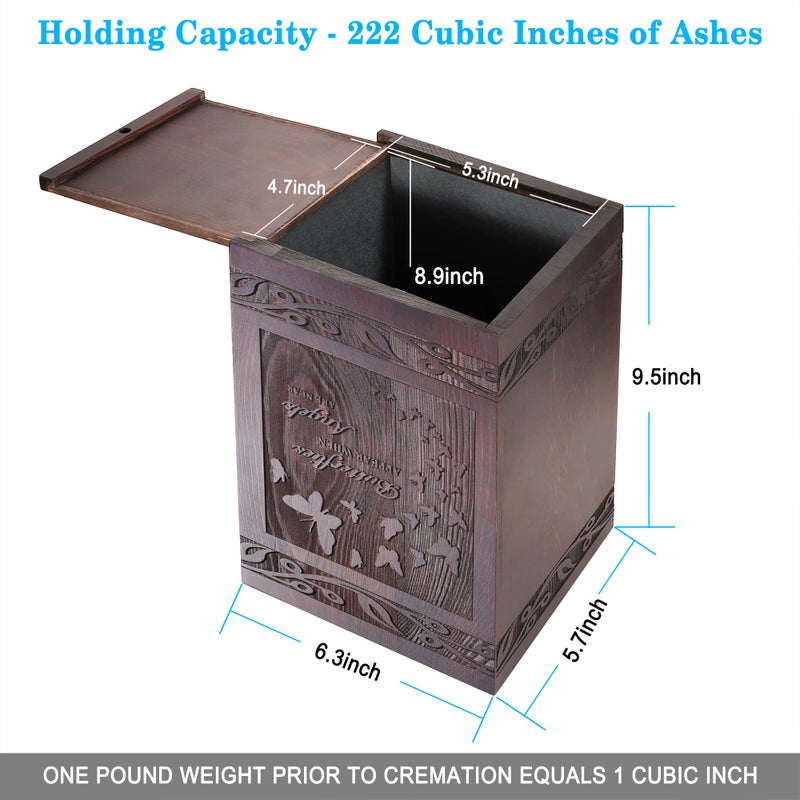 DGDCDV Cremation Urns for Human Ashes Adult Male Female, Wooden Carved Butterfly Urns Box and Casket for Men Women Child, Pets Cat Dog Urn, Burial Funeral Memorial Urns for Ashe, Holds 222 Cubic Inch - Image 2